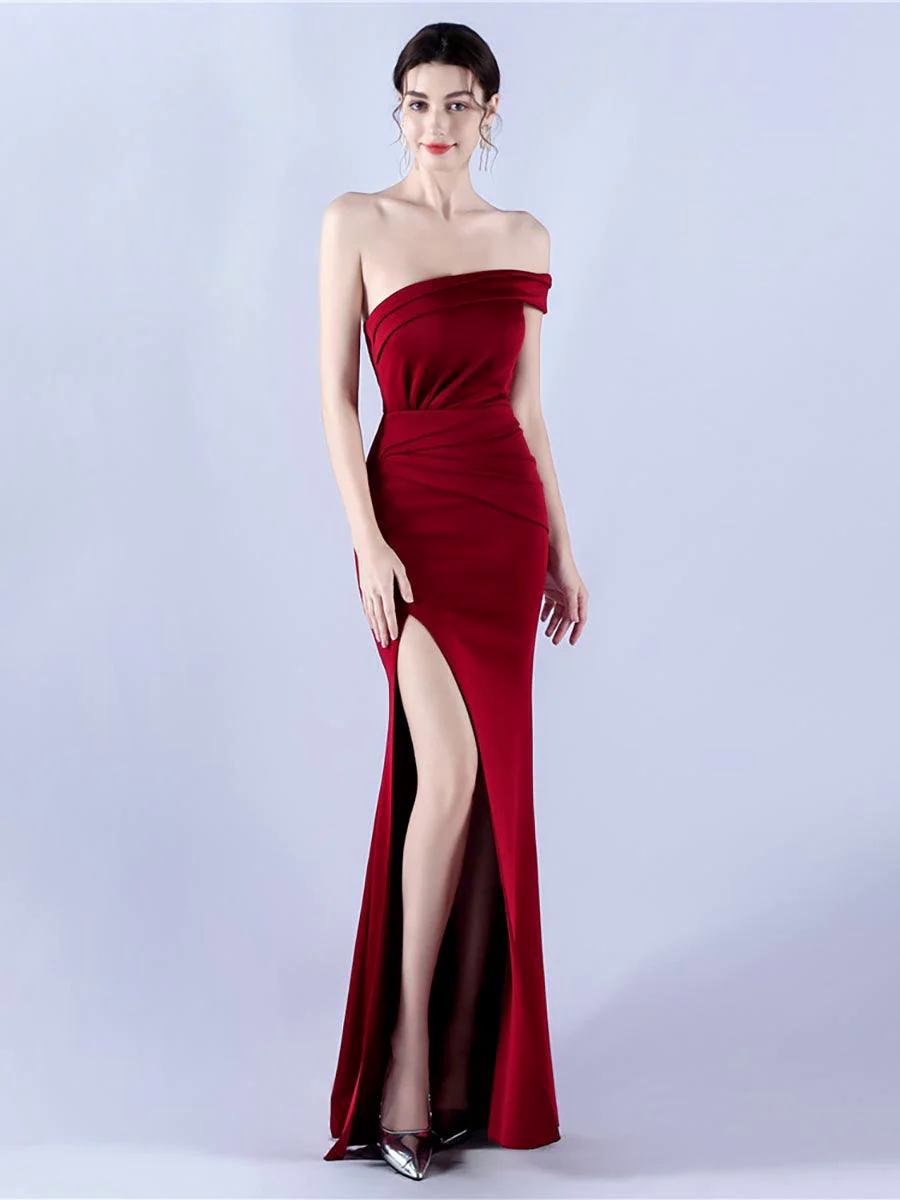 Off Shoulder Split Thigh Prom Dress MYN1007