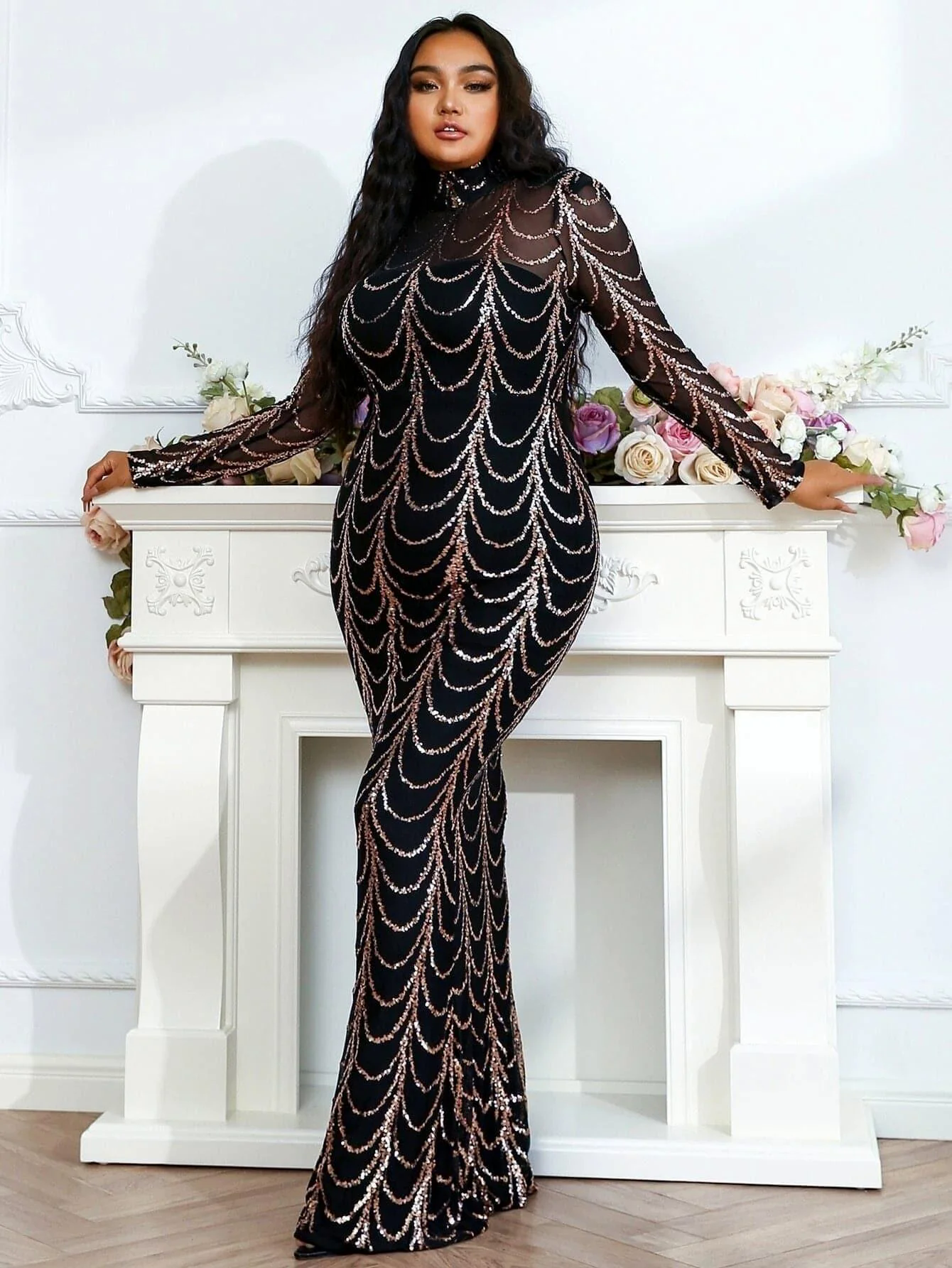 Plus Beads Chain Mermaid Prom Dress P0080
