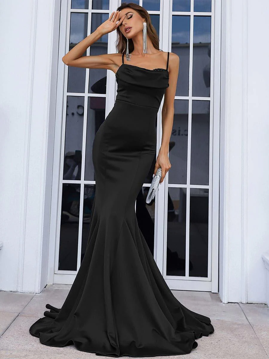 Sequin Insert Backless Mermaid Evening Dress XJ514