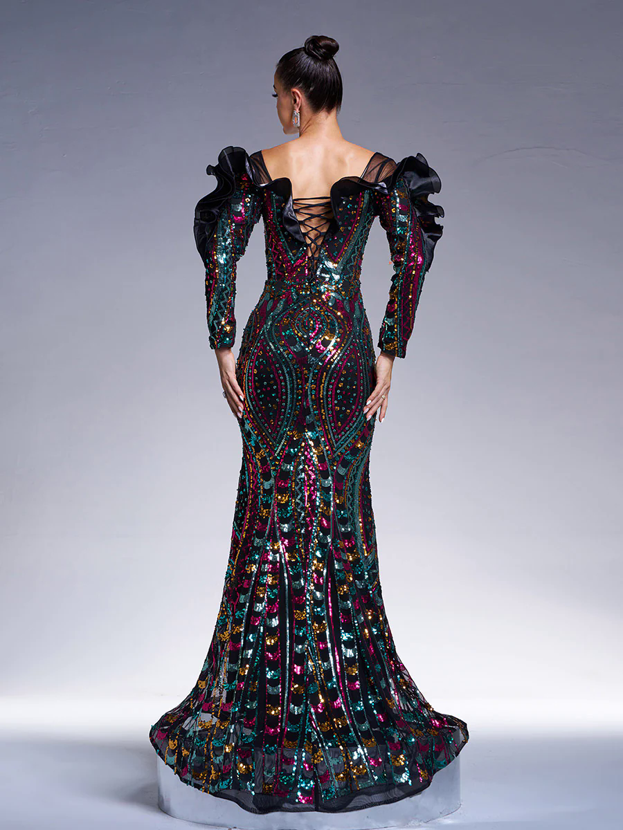 Ruffled Sequin Mermaid Formal Dress DH80242