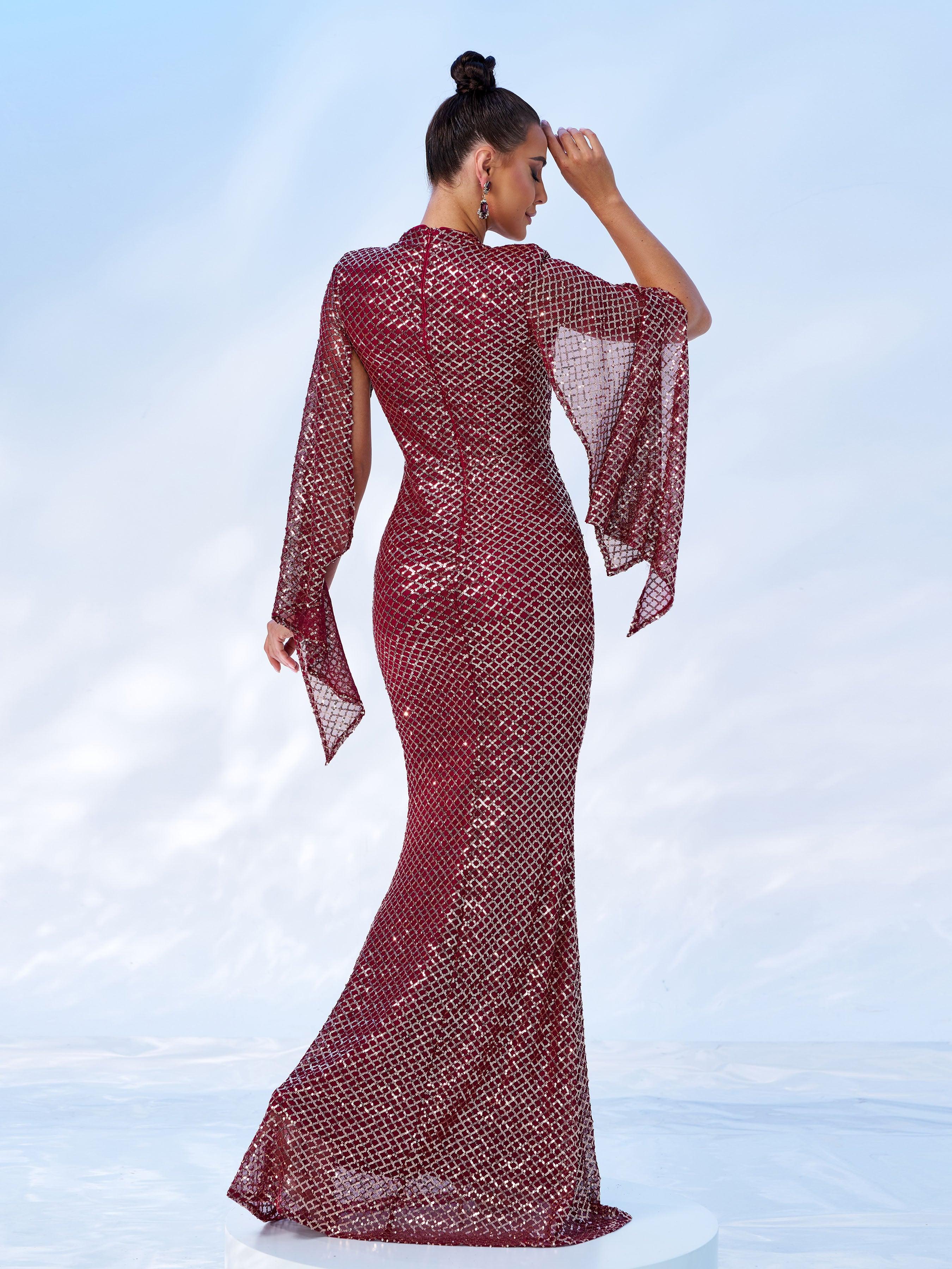 Glitter Bell Sleeve Mermaid Dress XJ1263