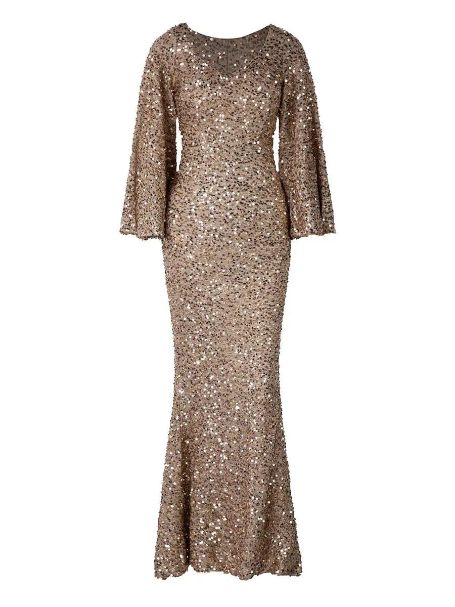 Sequin Bell Sleeve Mermaid Dress M02010
