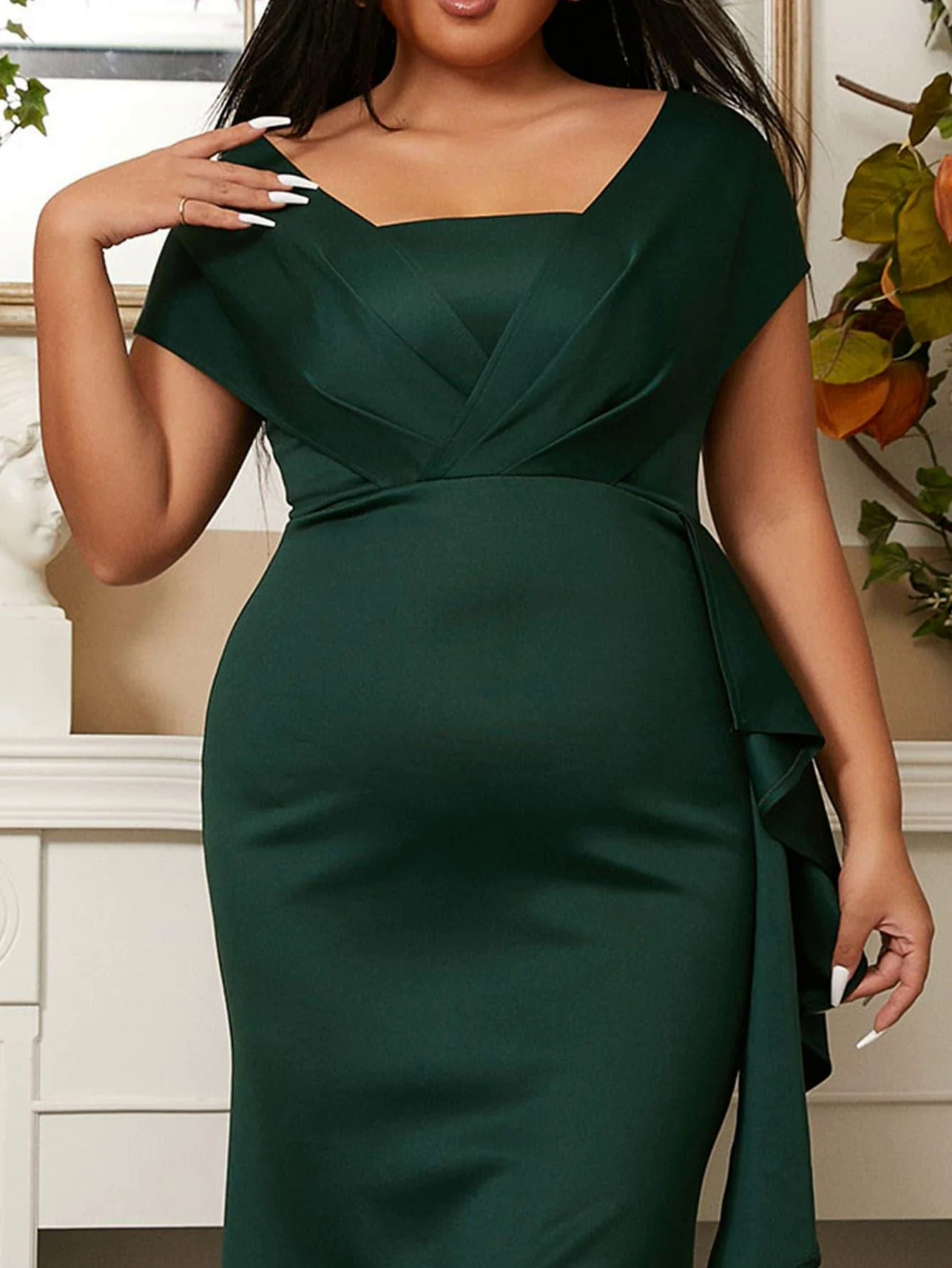 Plus Emerald Green Mermaid Evening Dress PXH2461