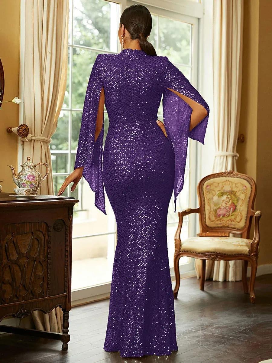 Glitter Bell Sleeve Mermaid Dress XJ1263