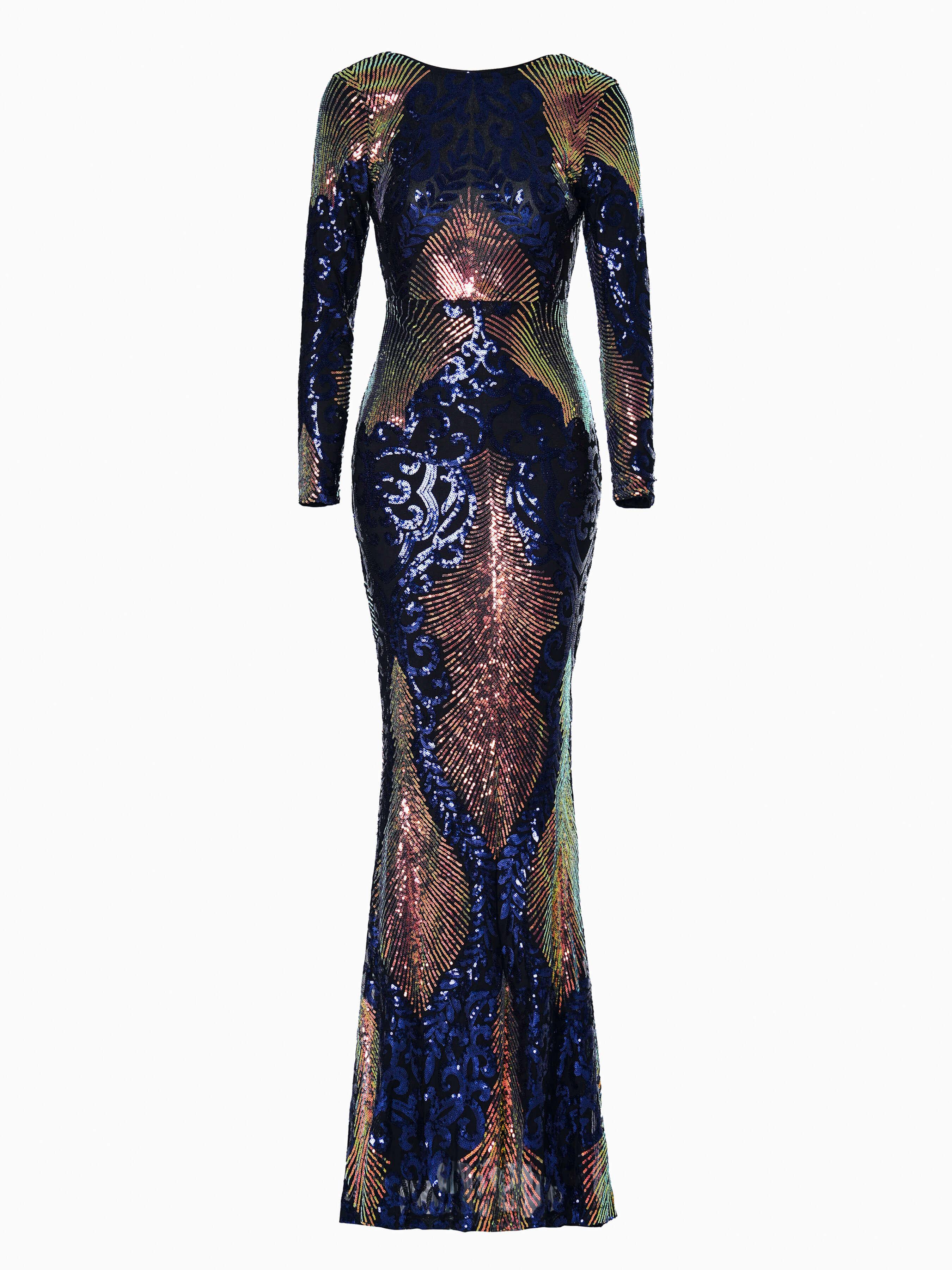 Graphic Sequin Mermaid Fromal Dress FT19747