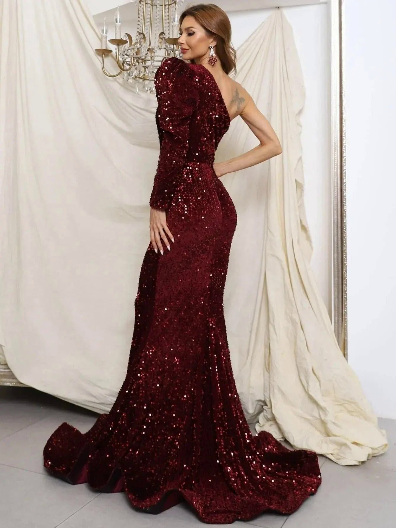 Cutout Black Mermaid Evening Dress M0803