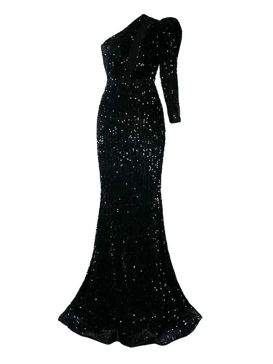 Cutout Black Mermaid Evening Dress M0803