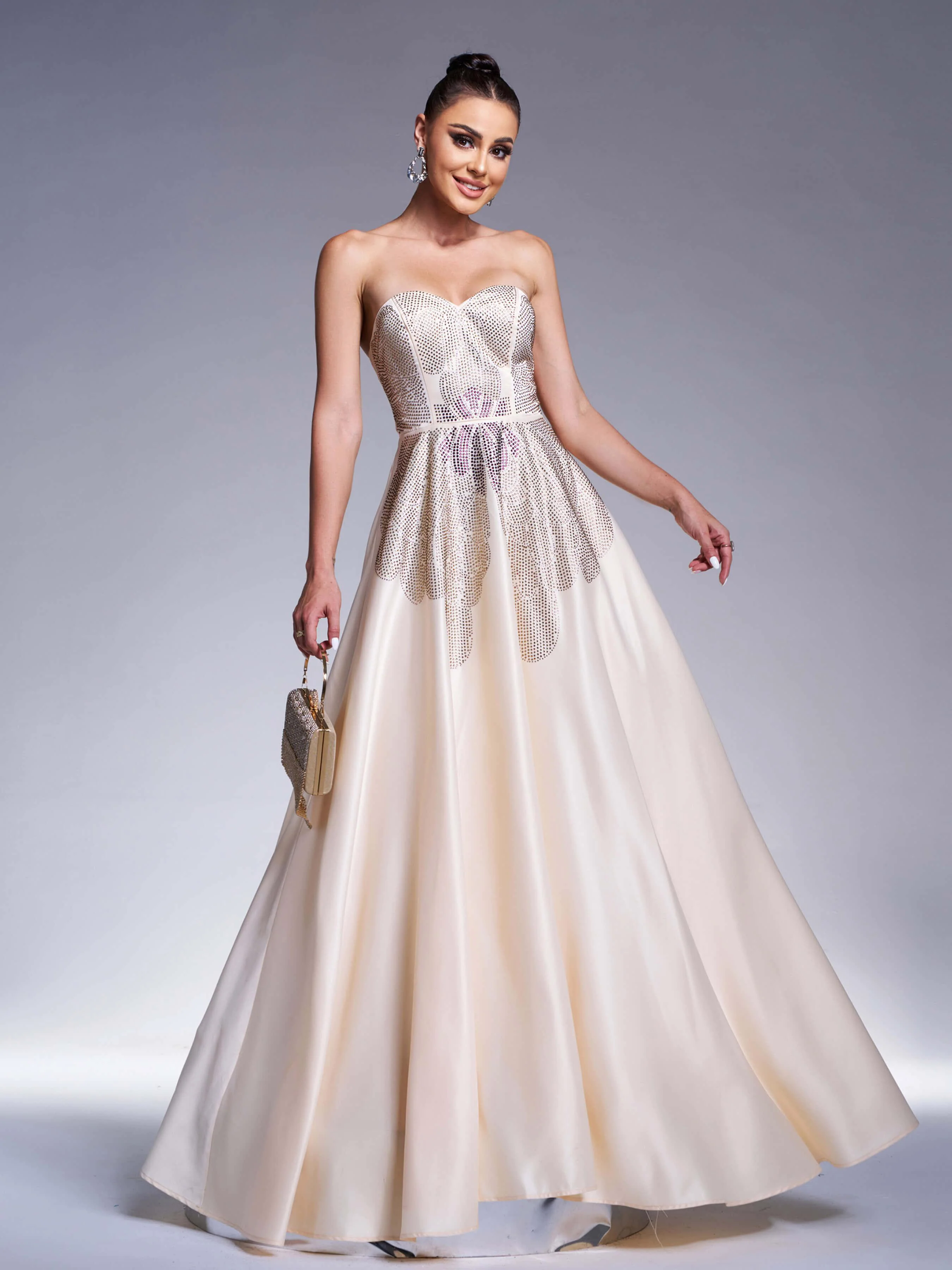 Strapless Rhinestone Corset Prom Dress RJ11900