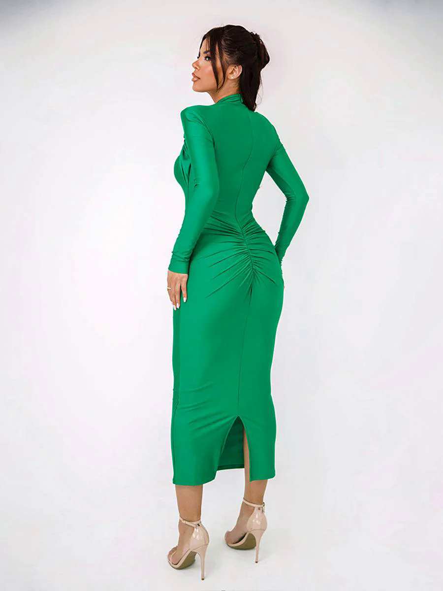 Classic Cutout Ruched Long Sleeve Prom Dress MYC20221