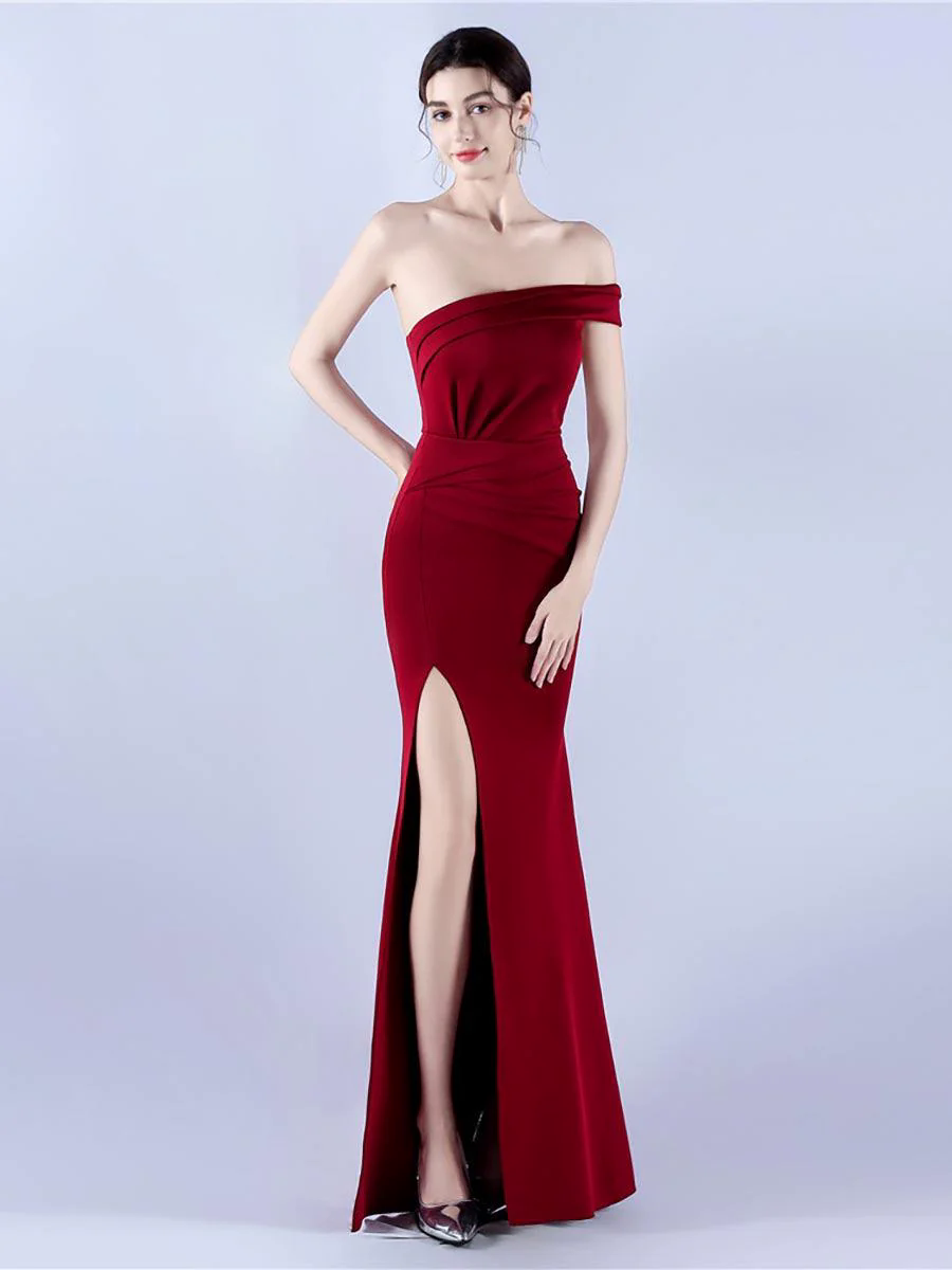 Off Shoulder Split Thigh Prom Dress MYN1007