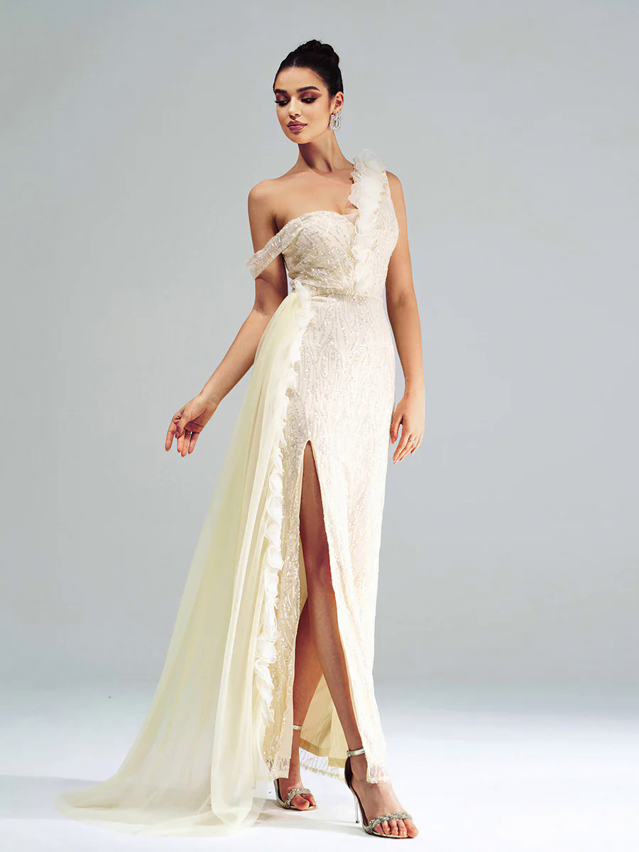 Spaghetti Strap Appliqued Floral Split Dress GM00215