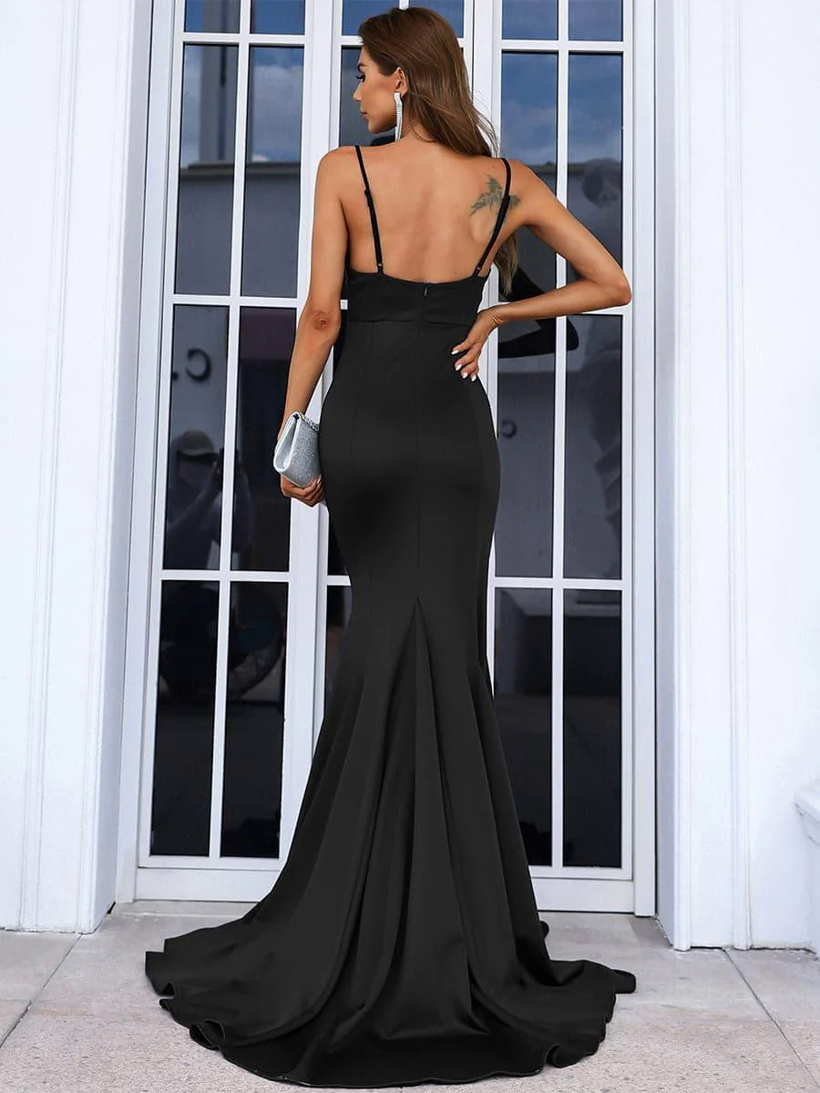 Sequin Insert Backless Mermaid Evening Dress XJ514