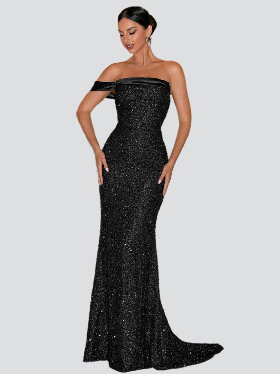 Strapless Mermaid Black Evening Dress RD50001