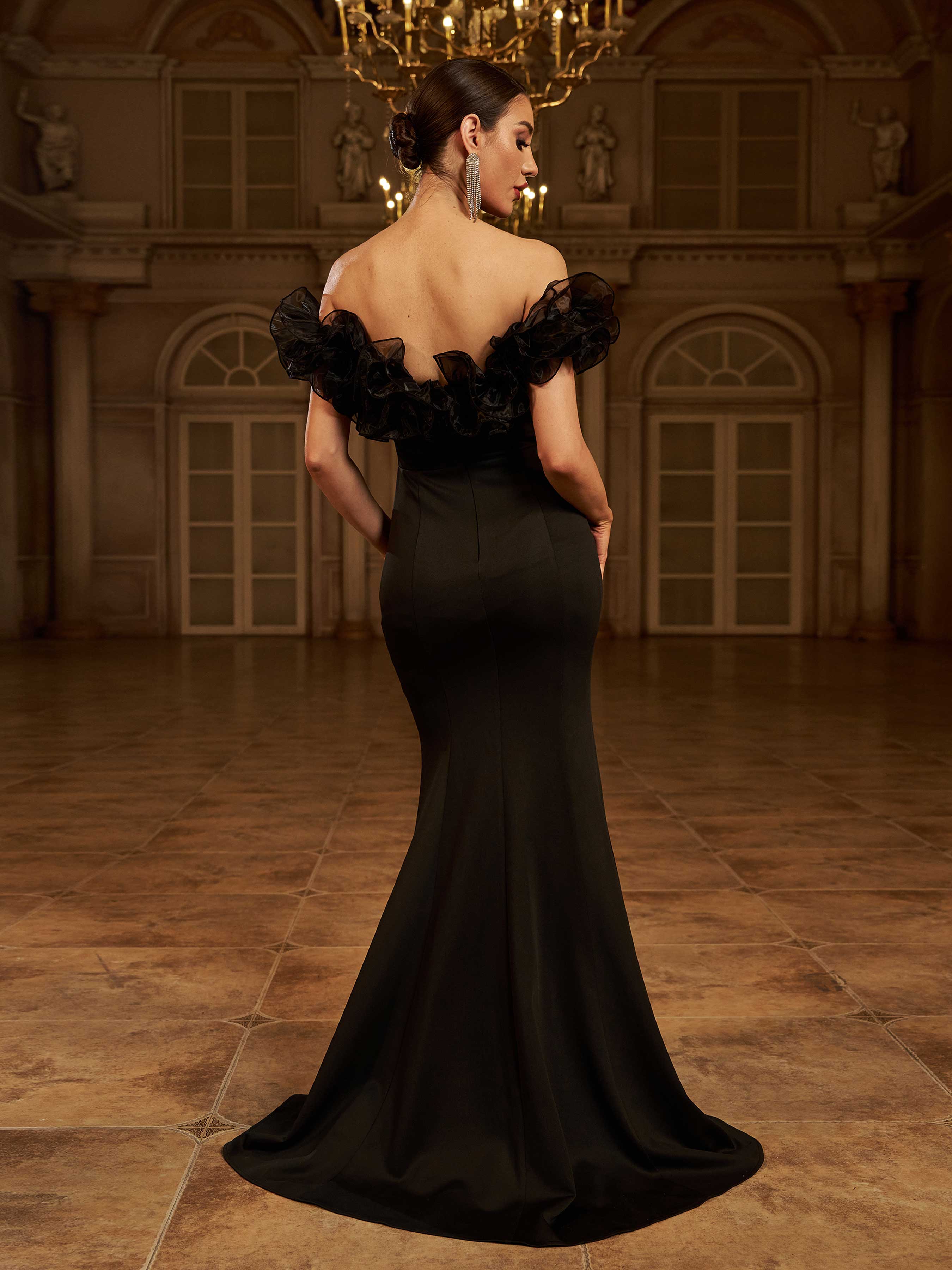 Off Shoulder Ruffled Mermaid Evening Dress GM00924