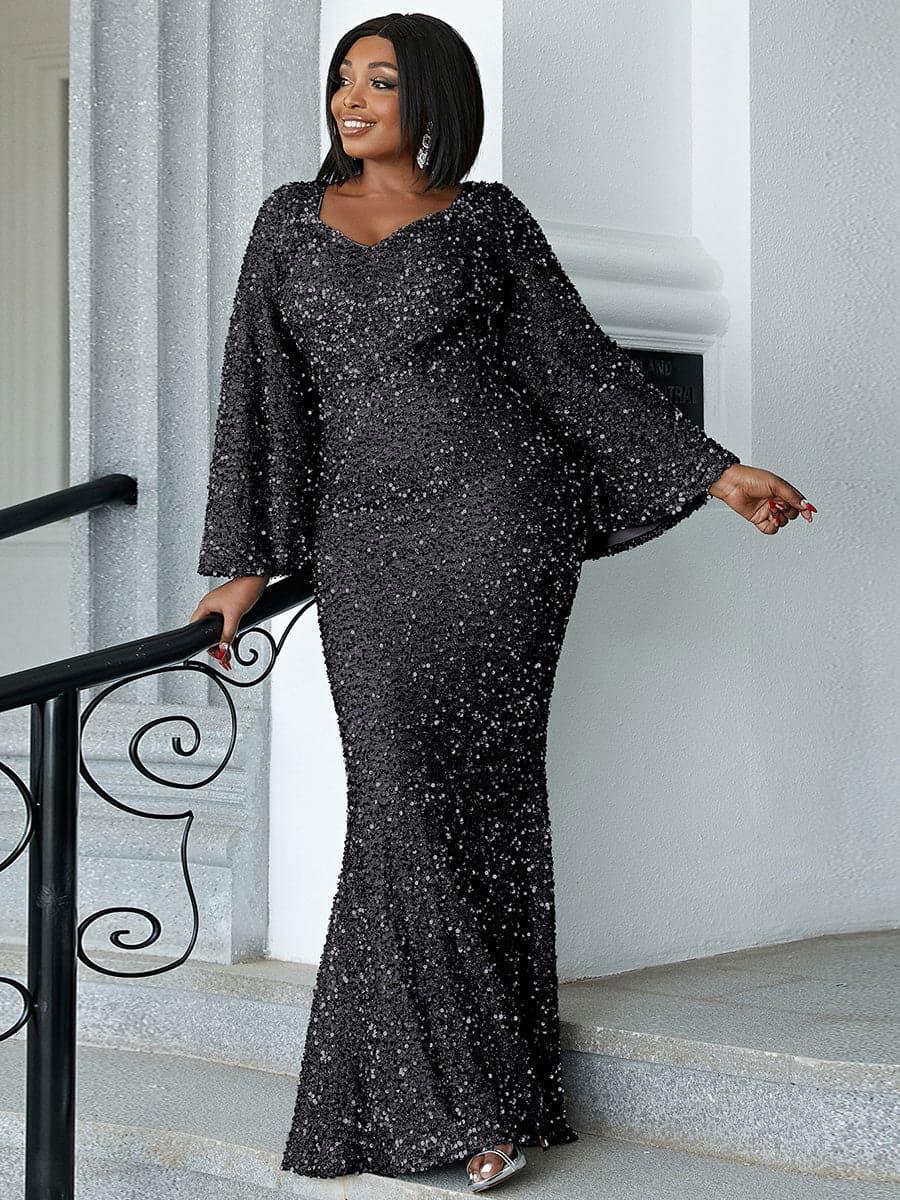 Sequin Bell Sleeve Mermaid Dress M02010