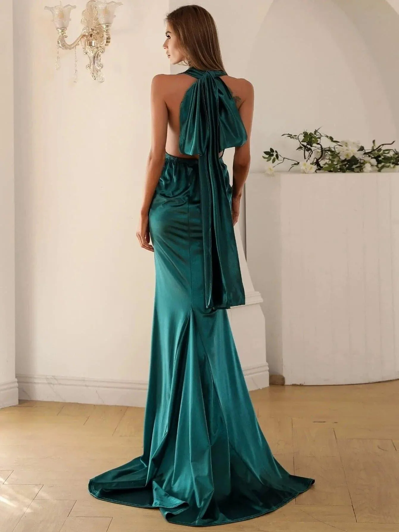 Convertible Maxi Satin Dress FT5035