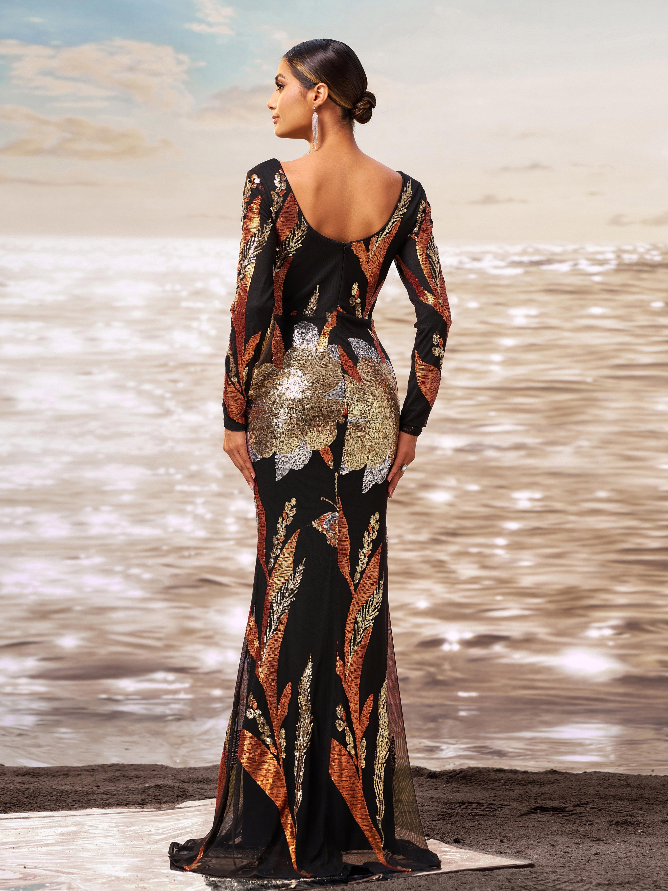 Long Sleeve Mermaid Sequin Prom Dress RM20924